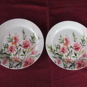 BICO Pink Dandelion set of 2 luncheon plates 8-3/4"
